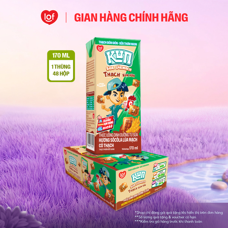 Kun Sôcôla lúa mạch có Thạch thùng 48 hộp x 170ml