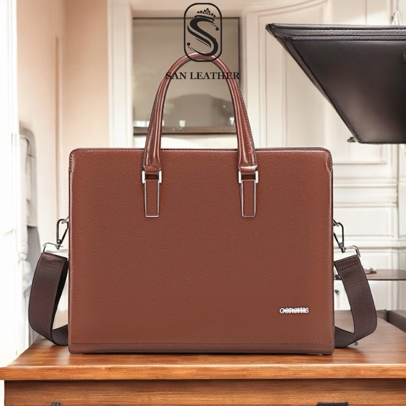Sanleather 9086 Leather Office Briefcase. High Quality Leather Laptop Handbag.