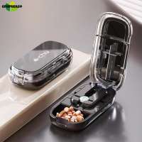 Grupheaso Compact Portable 2 in 1 Pill Cutter Medicine Box Creative Adjustable Pill Splitter High-capacity Medicine Storage Box