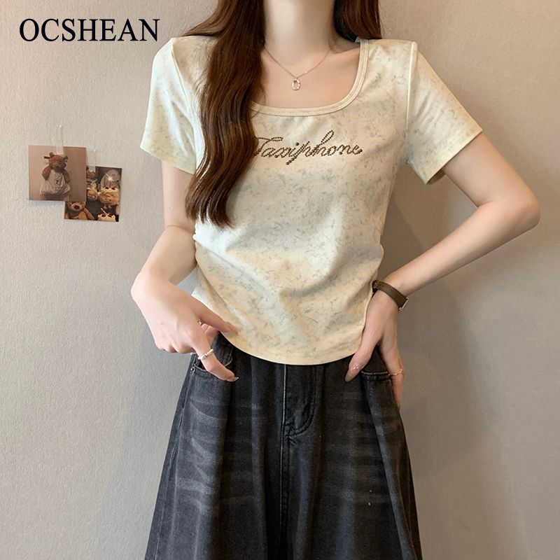 OCSHEAN ฤดูร้อนใหม่ไซส์ใหญ่สำหรับสาวอวบเสื้อยืดแขนสั้นแฟชั่นสไตล์เกาหลีสำหรับสาวฮอต ราคา 129 บาท*ส่งฟรี