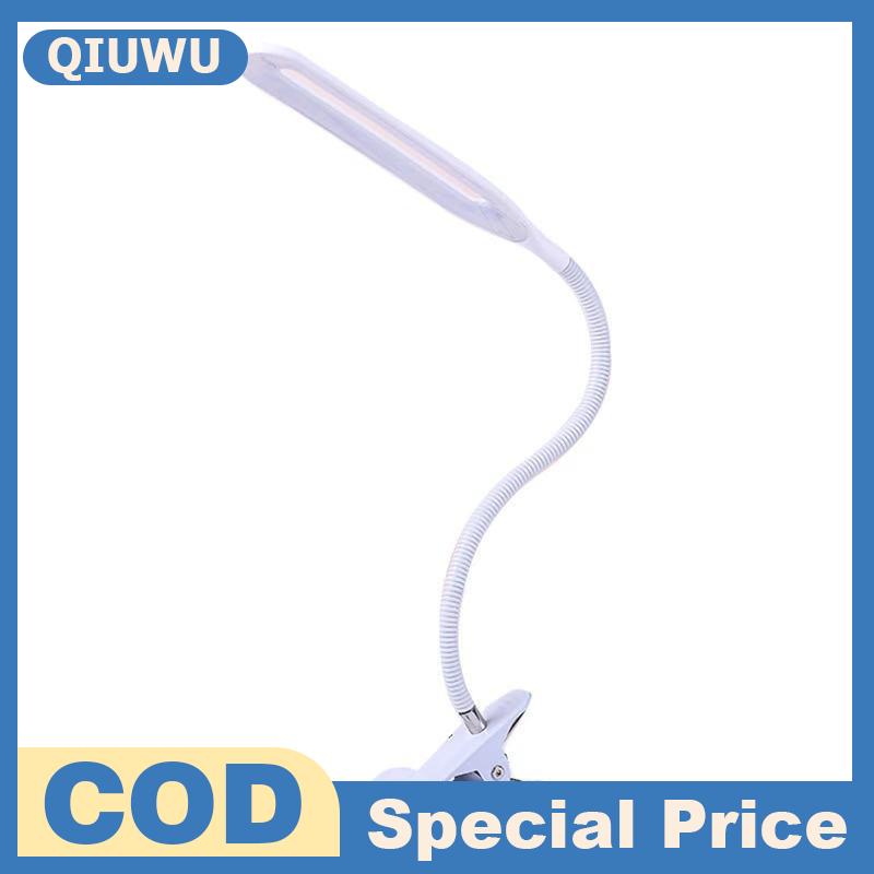 QIUWU Đèn bàn kẹp đầu giường đèn bàn học sinh bảo vệ mắt di động có thể uốn cong dùng để đọc sách cổng USB