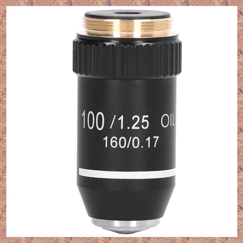 (QCMY) 195 Achromatic Black Objective Lens 100X Oil High Power Objective Interface 20.2mm Thread