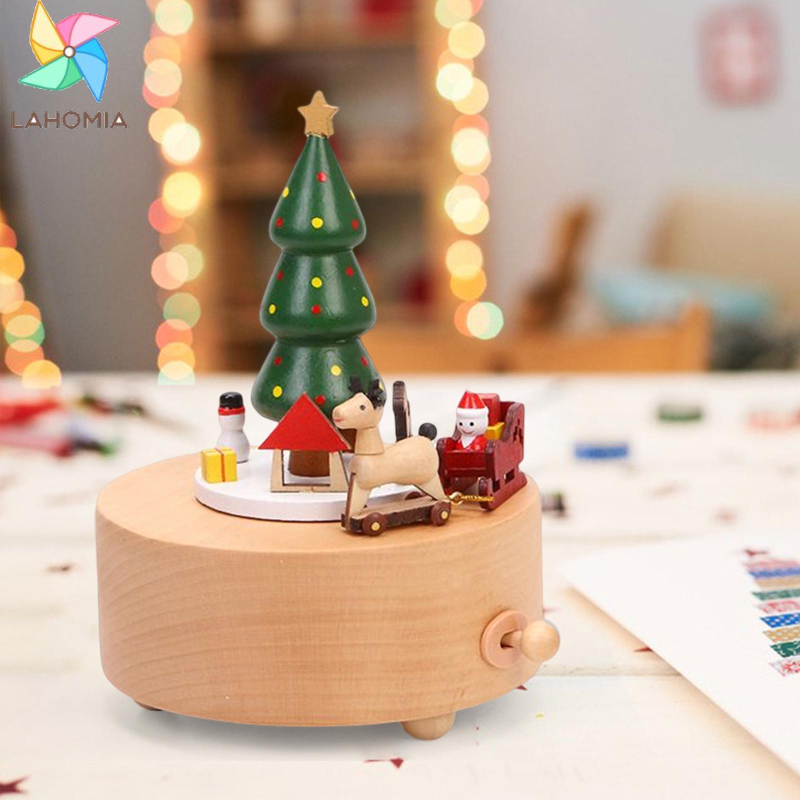 lahomia Portable Christmas Music Box Rotatable Musical Box Carousel Crafts
