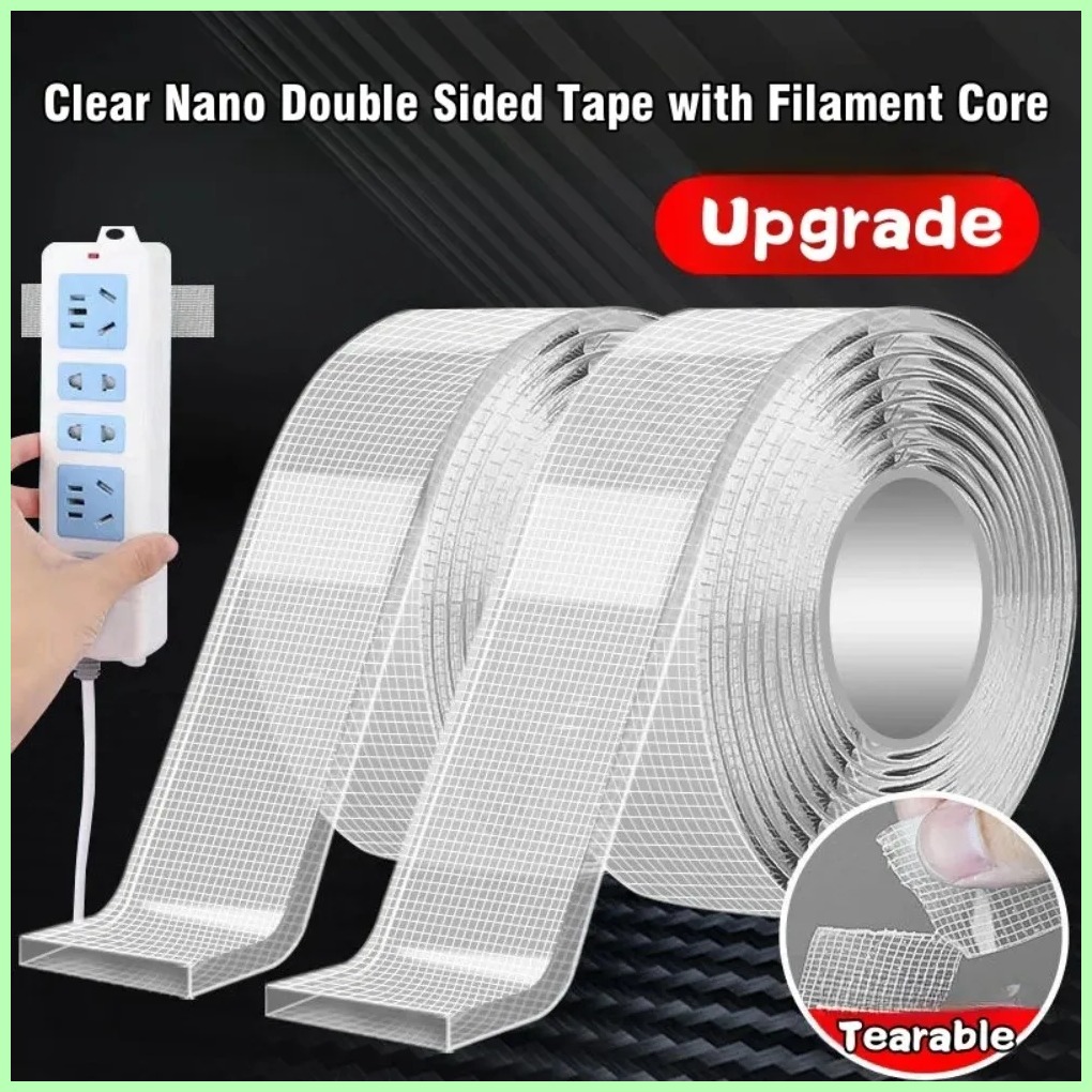 [KOI LLKGXC DBSLA 108] Nano Tape Double Sided Tape 3M Transparent Reusable Waterproof Super Adhesive Tapes Cleanable Kitchen Bathroom Supplies Tapes