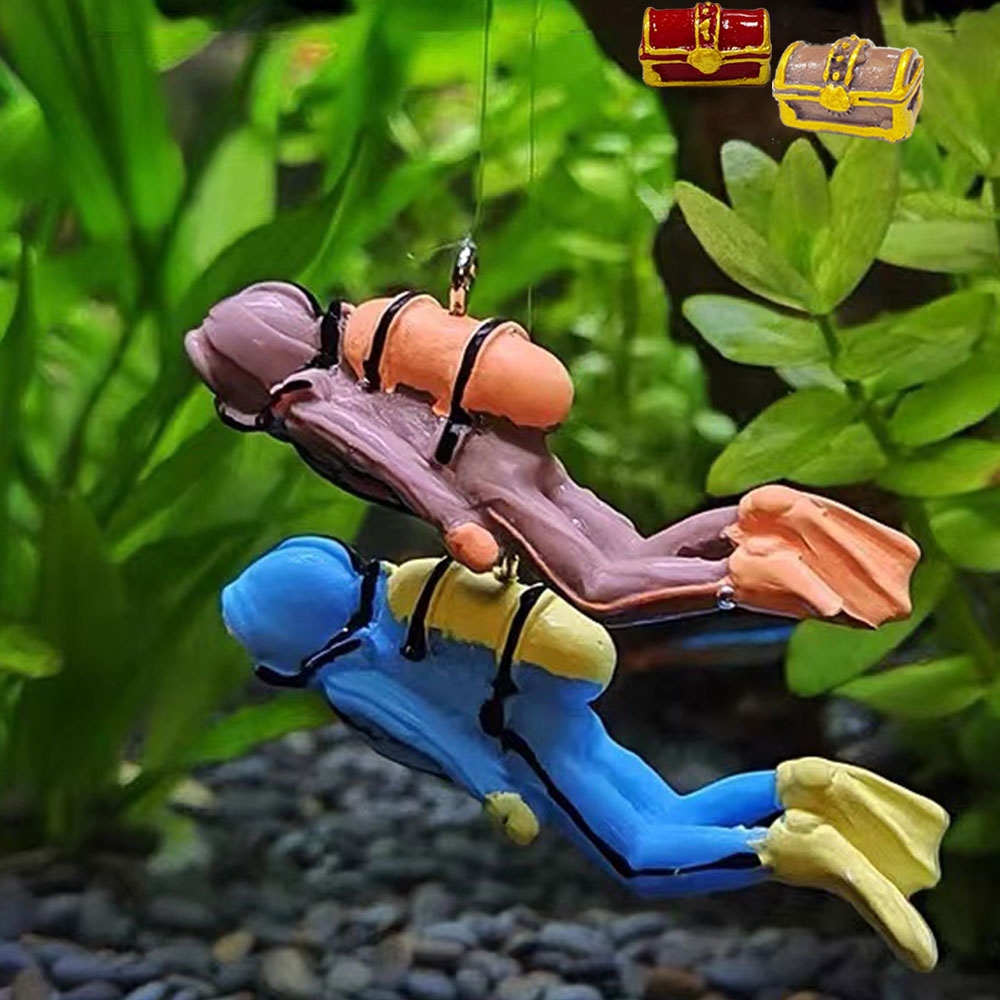 【CC】☜  Aquarium Ornaments Mini Simulated Floating Frogman Kawaii  Figures For Scene Decoration