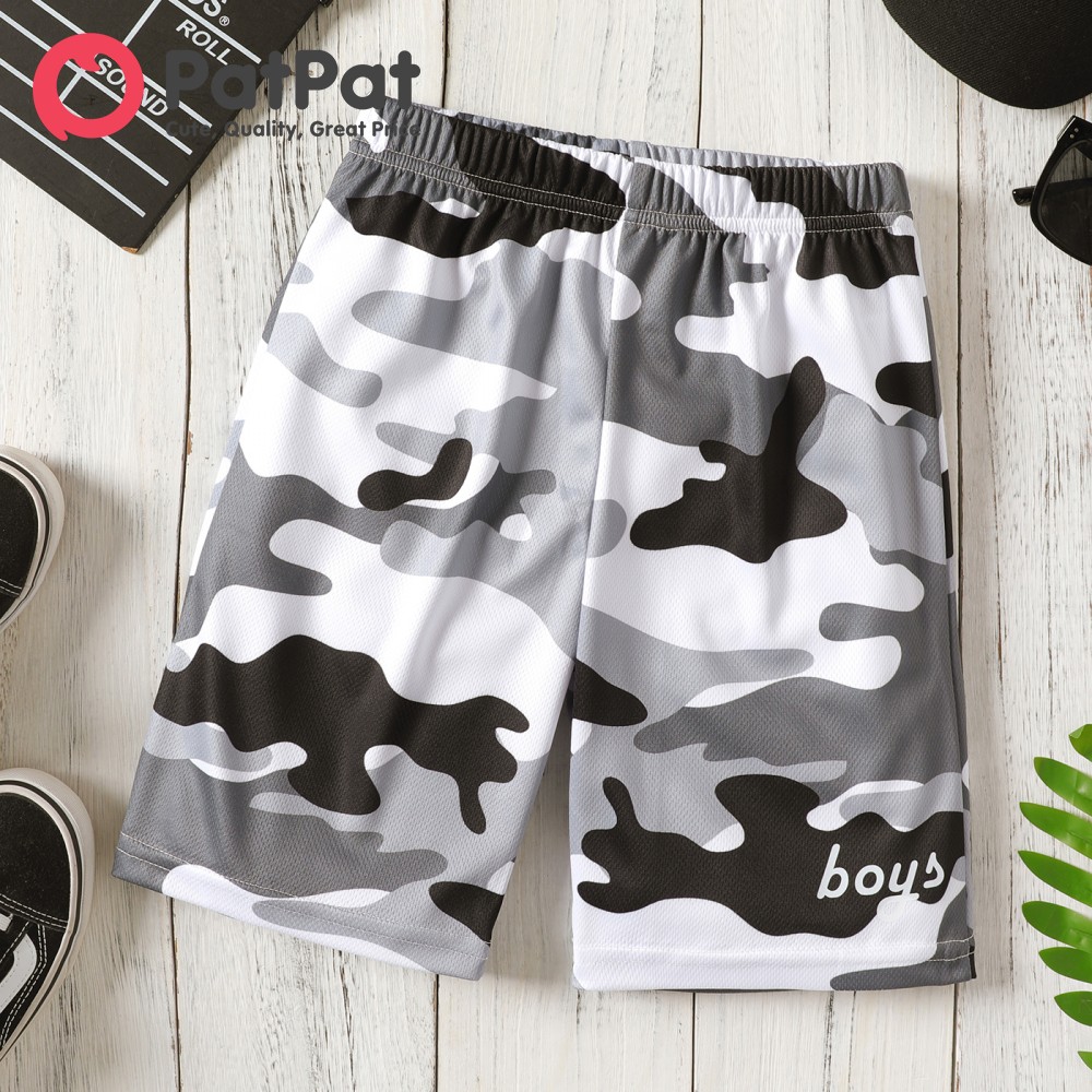 PatPat Kid Boy Camouflage Elasticized Athletic Shorts