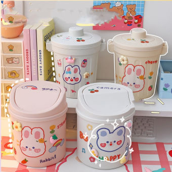 Mặt bàn bằng nhựa để bàn Thùng rác Mini / ins miếng dán miễn phí bền tiện lợi Thùng Rác Để Bàn Thùng Đựng Đồ Có Nắp Trên Bàn Phòng