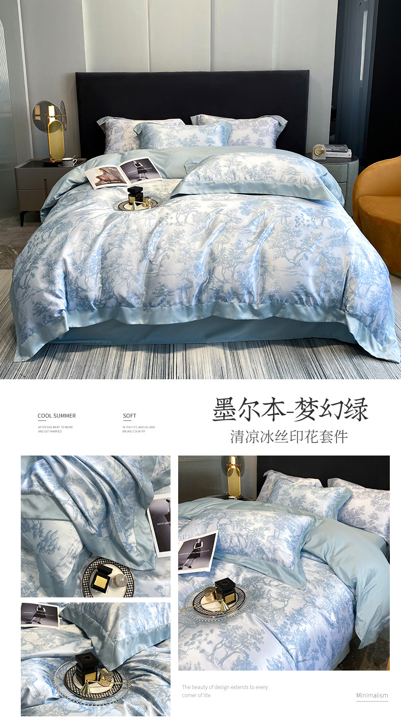 Home Textile Bedding Set 100% Tencel Quilt Duvet Cover Flat Sheet Pillowcases Comforter Bed ens Queen King U.B · v4