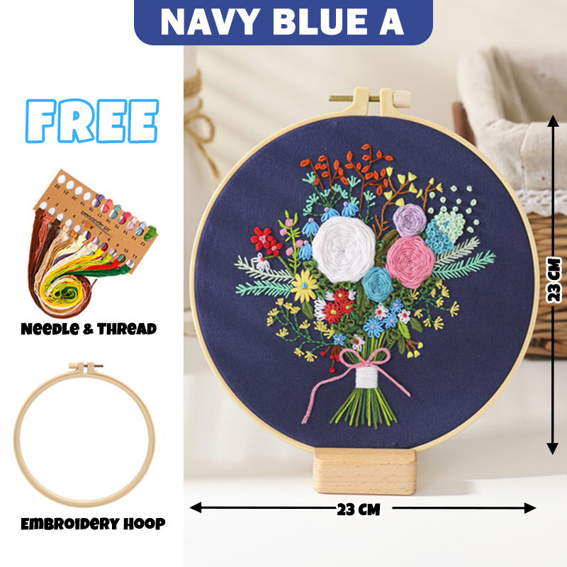 DIY Embroidery Craft Kit Material Set Flower Pattern Needlework Accessories Set Sulaman DIY 刺绣材料包