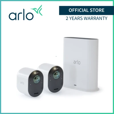 ARLO Ultra VMS5240 - 4K UHD Wire-Free Security 2 Camera System | Indoor/Outdoor with Color Night Vision, 180° View, 2-Way Audio, Spotlight, Siren | Works with Alexa and HomeKit