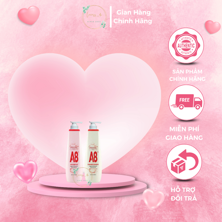 Cặp gội xả A8 Argan Oil Keratin Multivitamin phục hồi tóc hư tổn, sạch gàu mềm mượt, ngăn gãy rụng 8