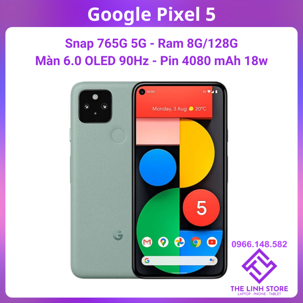 Điện thoại google pixel 5 màn oled 90hz - ram 8g 128g