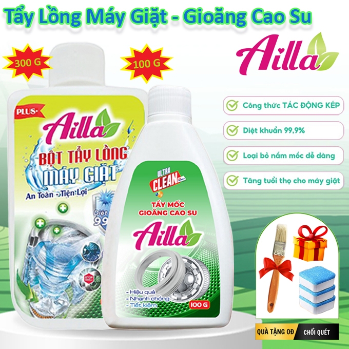 Bột Tẩy Vệ Sinh Máy Giặt AILLA 300G, Loại Bỏ Các Cặn Bẩn, Nấm Mốc Gioăng Cao Su Chính Hãng
