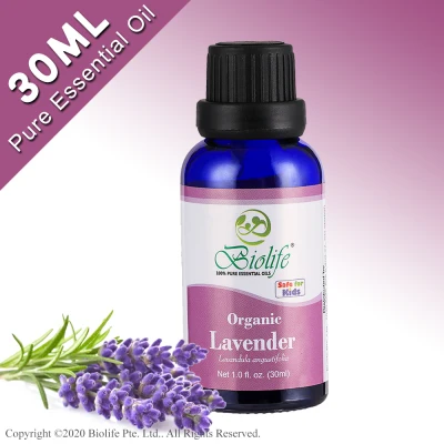 Biolife Organic Lavender,100% Pure Aromatherapy Natural Organic Essential Oil, 30ml Bottle, suitable use for Diffuser, Humidifier, Massage, Skin Care
