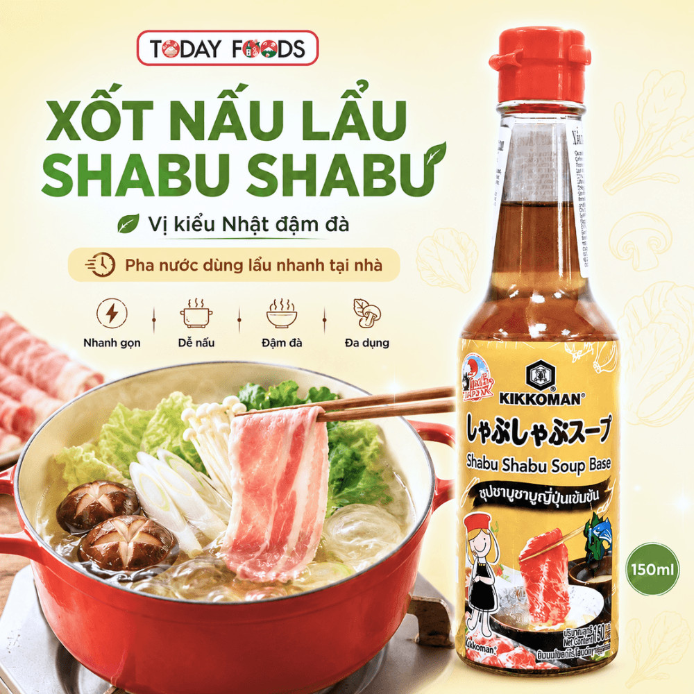 Sốt lẩu Shabu Shabu Kikkoman 150ml | Vị kiểu Nhật đậm đà, pha nước dùng lẩu nhanh