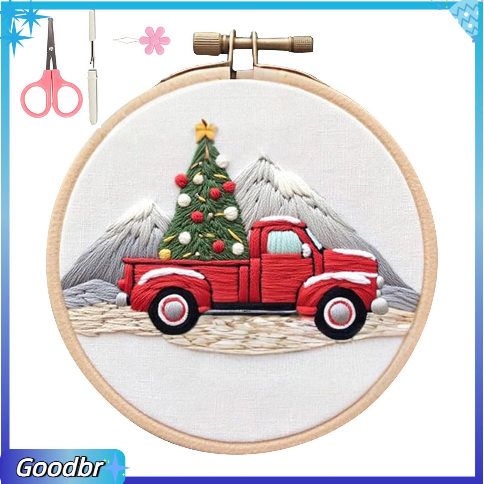 Goodbro Thêu Quà Tặng Cho Gia Đình Thêu Thực Hành Bộ kim Giáng Sinh Khung tranh thêu Lễ hội Mùa Đông Phong Cảnh Santa Claus Bộ dụng cụ thủ công Cho Người Mới Bắt Đầu món quà hoàn hảo Cho Người Lớn Vận chuyển nhanh Để Châu Á