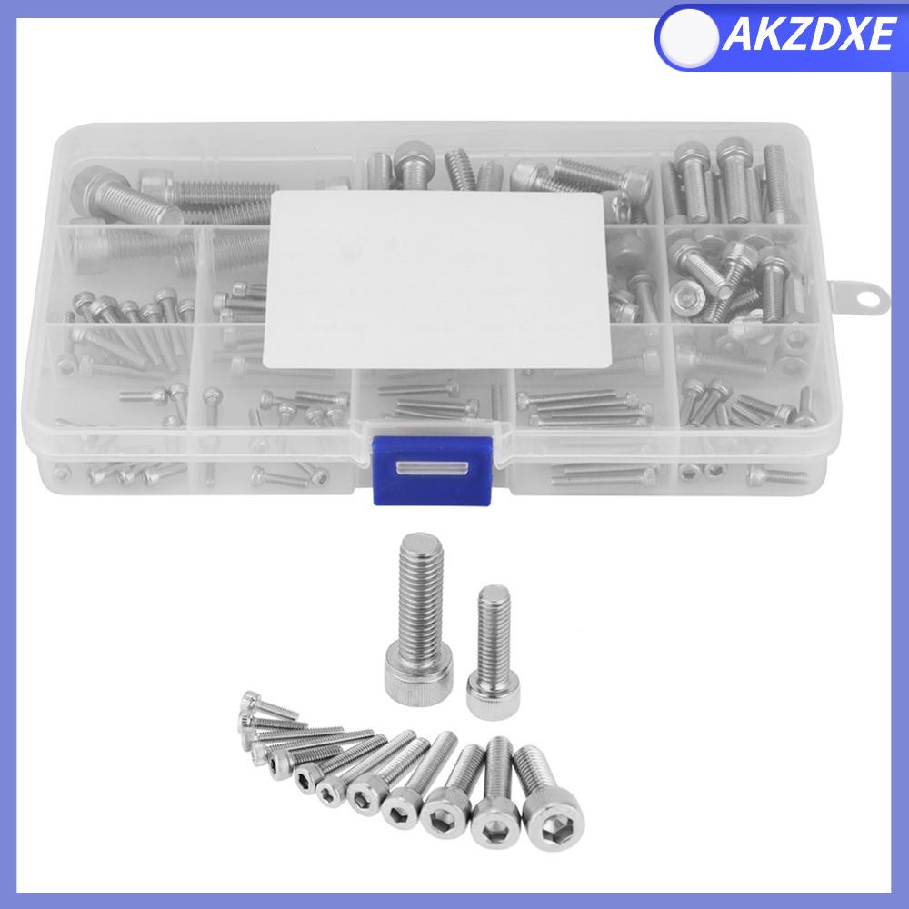 AKZDXE 135Pcs M2.5-M8 Vít đầu chìm lục giác Chủ đề hệ mét Hình lục giác Bộ sản phẩm phụ kiện đa dạng Sản phẩm đa dạng Thép không gỉ Vít đầu chìm cho phụ kiện nội thất gia đình