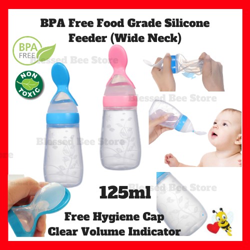 Ready Stock Malaysia Squeeze Spoon Feeder Food Feeder Fresh Food Feeder Baby Cereal Feeder 125ml (Wide Neck) BPA FREE