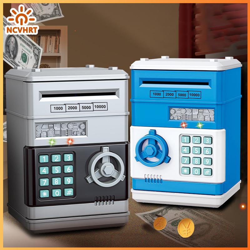  NCVHRT Sáng Tạo Con Heo Đất Ngân Hàng Tự Động Mini An Toàn Tiền Xu Tiền Mặt Tiết Kiệm Tiền Hộp Mật Khẩu Mã Truy Cập Khóa Đồng Xu Ngân Hàng ATM Trẻ Em Quà Tặng 