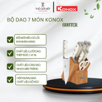 Bộ Dao Làm Bếp Cao Cấp 7 Món Konox Gouter – Thép Đức 1.4116 – Cán Nhựa ABS – Hộp Gỗ Keo Sang Trọng