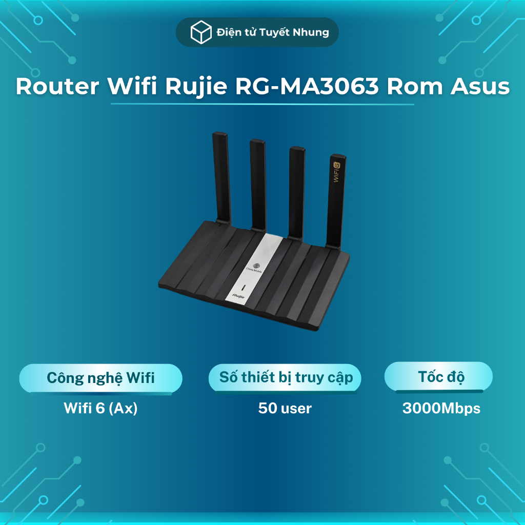 Router Rujie MG-RA3063 Ax3000, Rom Asus Tuf Ax3000 V2, Có Mesh, Qua Sử Dụng - Router Wifi Chất Lượng