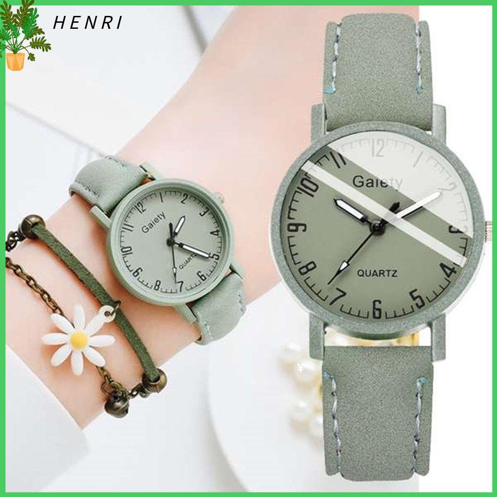 HENRI Thường Da Nữ Đồng hồ nữ Đồng hồ đeo tay Quartz Bộ đồng hồ đeo tay