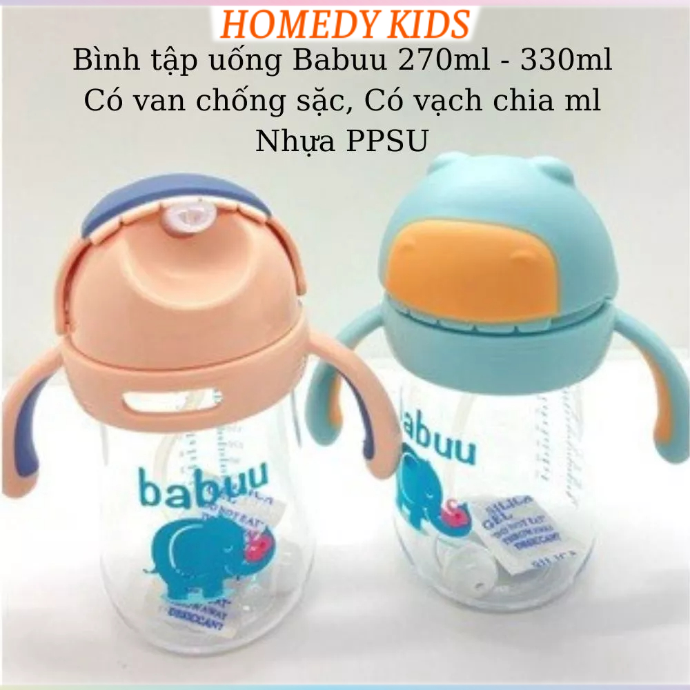 Bình tập uống nước Babuu Baby Nhật bình nước cho bé bình nước nhựa PPSU an