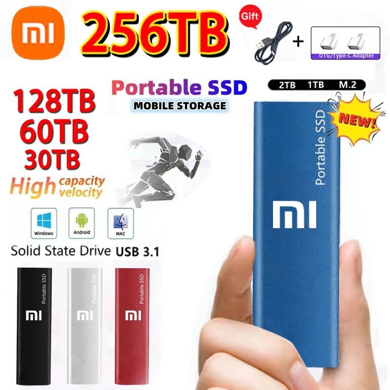 Ổ cứng thể rắn di động tốc độ cao Xiaomi 256TB Ổ cứng thể rắn ngoài 8TB USB 3.1 Giao diện Máy tính xách tay Ổ cứng di động dung lượng lớn