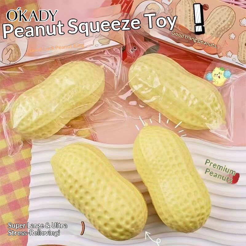 OKADY Realistic Peanut Squishy Toy Stress Relief Slow Rebound Soft Sensory Play for Adults and Kids ราคา 55 บาท*ส่งฟรี