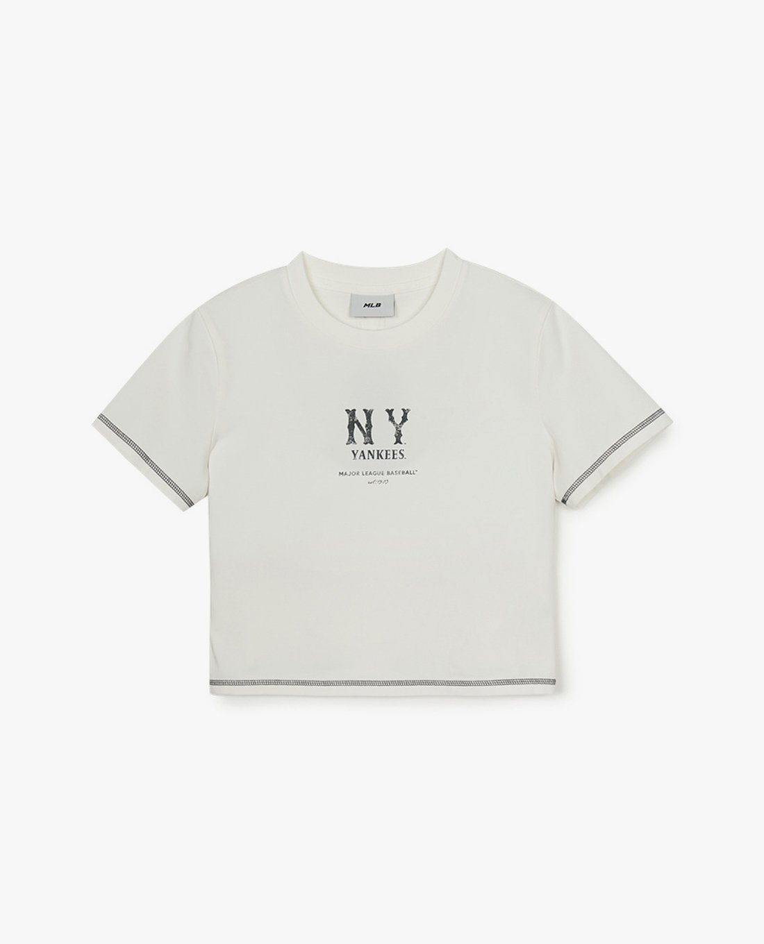 MLB - Áo croptop nữ cổ tròn tay ngắn Basic Coopers Logo 3FTSB0453-50IVS