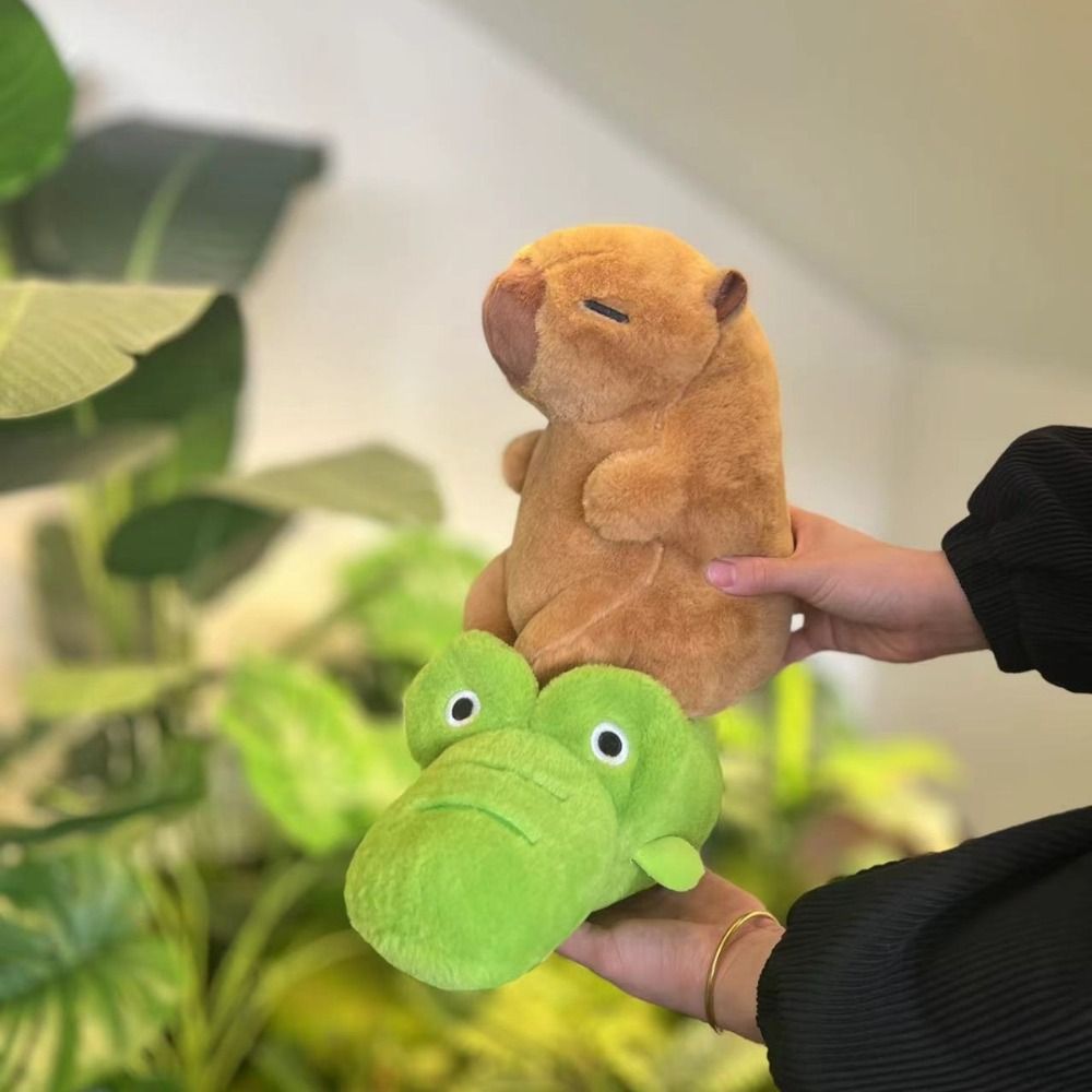 HAOXI Cưỡi Cá sấu Đồ chơi vải nhung lông capybara Kéo Cưỡi ngỗng Đồ chơi fluffty hoạt hình capybara 