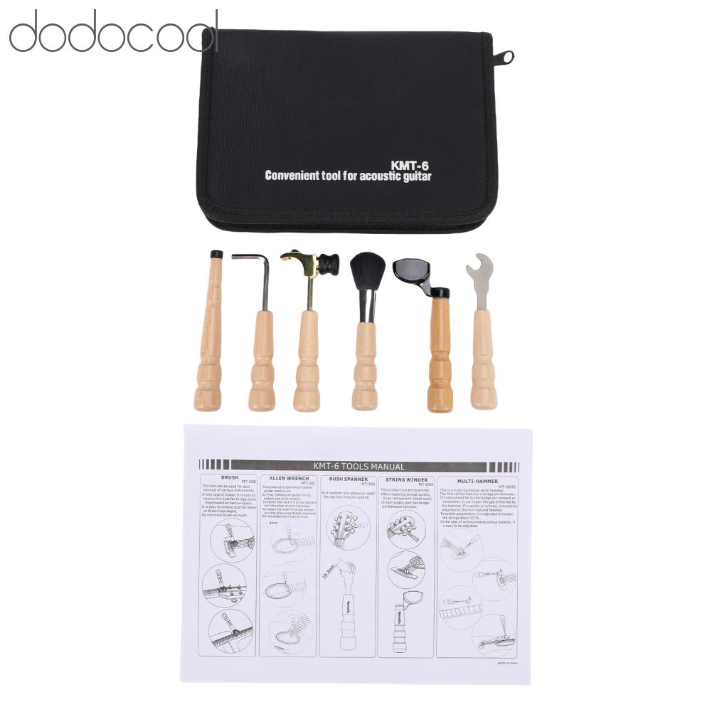 Dodocool vertechnk 6 cái Bộ dụng cụ sửa chữa đàn guitar búa đa chức năng tay quay lên dây phủi bụi thanh giàn cân chỉnh cần đàn guitar điều chỉnh cho đàn Guitar Violin dụng cụ bằng đồng bảo trì