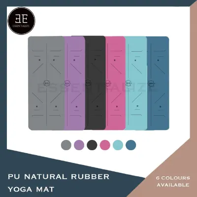 [NEW PROMO]Natural Rubber Yoga Mat Non-slip PU Yoga Mat 5mm Position Line Grip Rubber Yoga Mat - Natural, Anti-Slip
