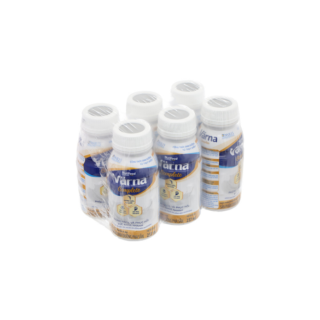 Sữa bột pha sẵn Nutifood Varna Complete giúp bổ sung dinh dưỡng lốc 6 chai x 237ml