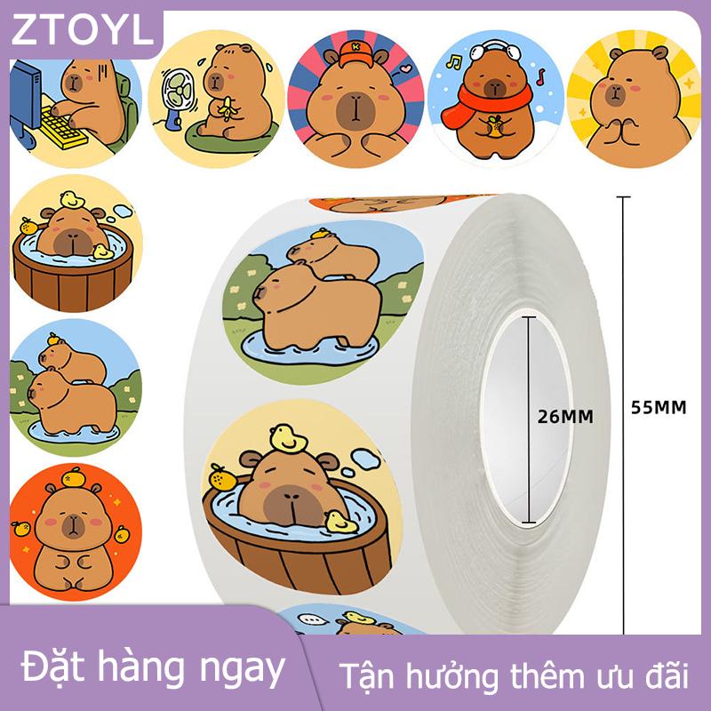 ZTOYL GUCHEN 500Pcs phim hoạt hình capybara Sticker Đề can trang trí DIY điện thoại máy tính xách tay Vali máy tính xách tay tủ lạnh trẻ em Sticker