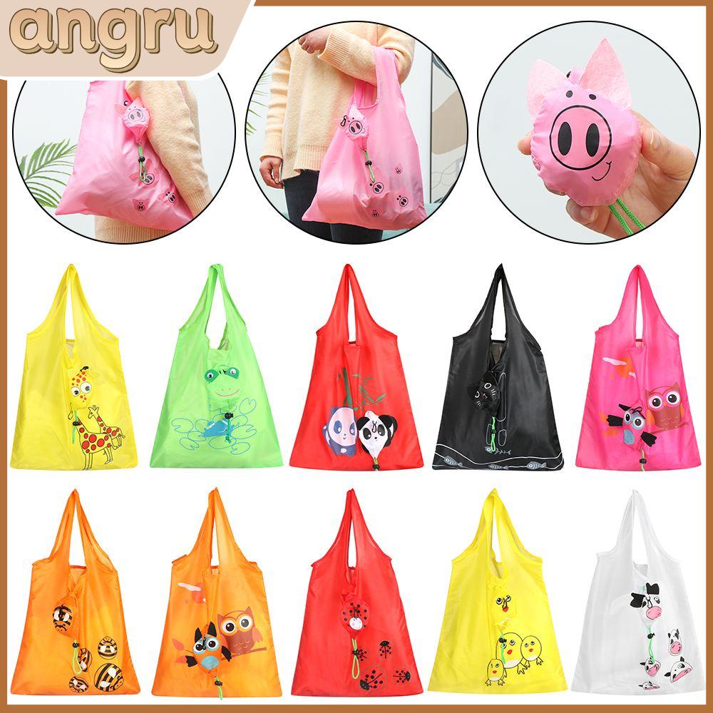 ANGRU4598 Tái sử dụng Dễ thương Hình Dạng Động Vật Gấp Lưu Trữ Túi Xách tay Du lịch Nhà Vai Túi Tự do mua sắm Túi Tote Túi Túi xách