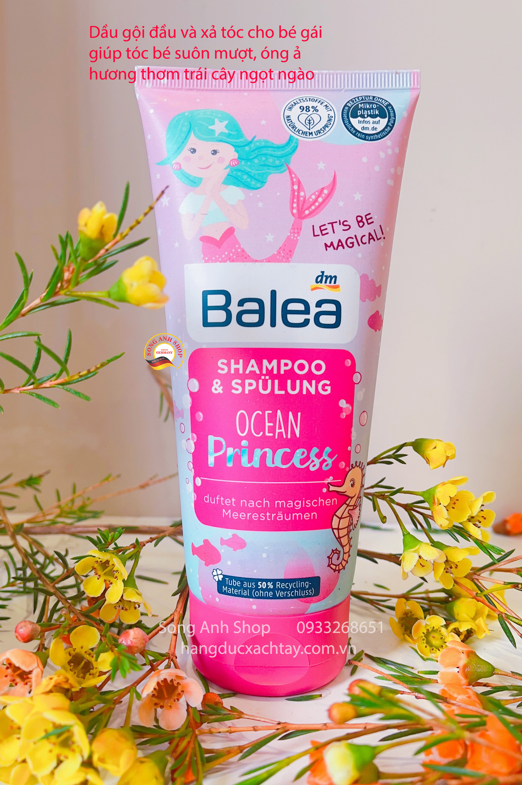 Dầu gội đầu kiêm dầu xã cho bé Balea Shampoo& spulung Princess