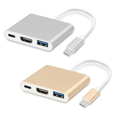 [SG Local Stock]SAVFY 3in1 Type C to USB-C 4K HDMI USB 3.0 Hub Adapter Cable For Macbook Samsung Huawei HTC