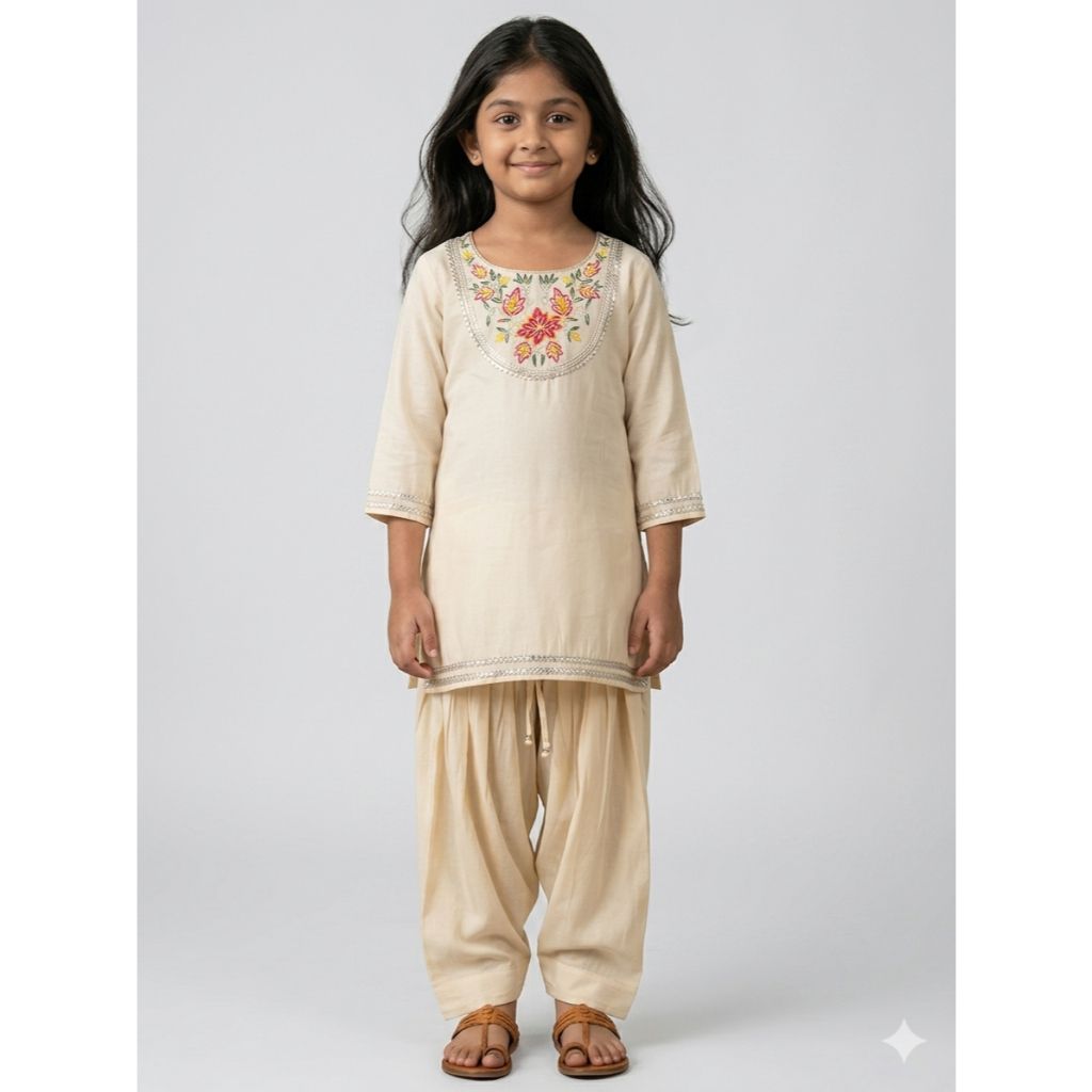 DEBAYU Readiprint Girls Mul Chanderl Kurti with Patiyala Set Embroidery Works Size 16 to 28 Malaysia