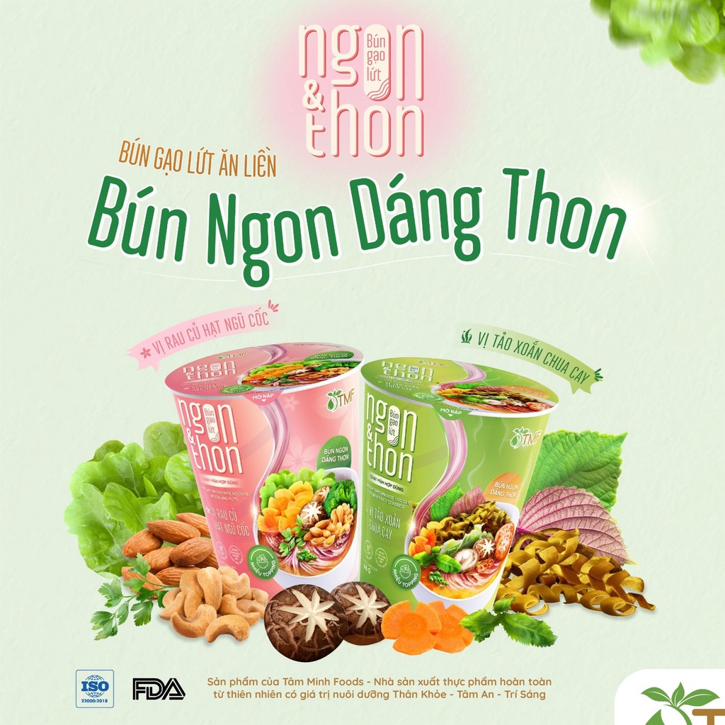 Bún gạo lứt ăn liền ly 65g dành cho người tiểu đường, ăn kiêng, ăn chay Thực Dưỡng Tâm Bình