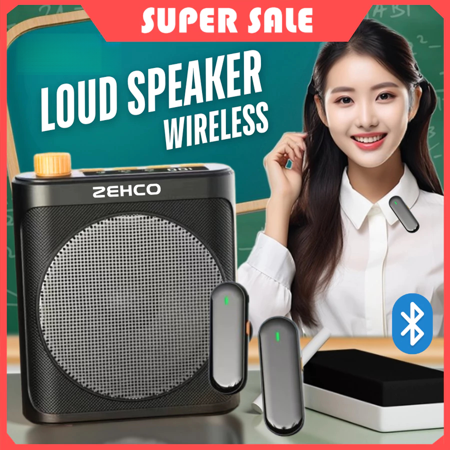 Wireless microphone speaker comes with 2 microphones, Bluetooth voice amplifier, and teacher guide amplifier.