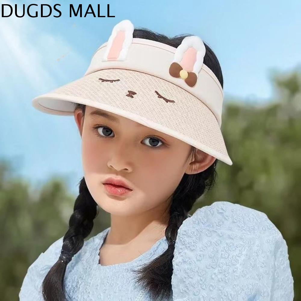 DUGDS Mũ che nắng Mũ Rơm che nắng cho trẻ em Phong cách Hàn Quốc Vành dài Mũ lưỡi trai trẻ em Ngọt ngào Mũ chóp rỗng Mũ che nắng hoạt hình Trẻ em