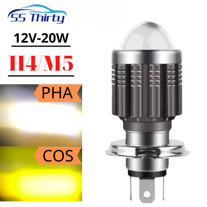 Đèn pha Led xe máy cos vàng Pha trắng siêu sáng có đủ chân H4 và M5 gắn trên mọi dòng xe