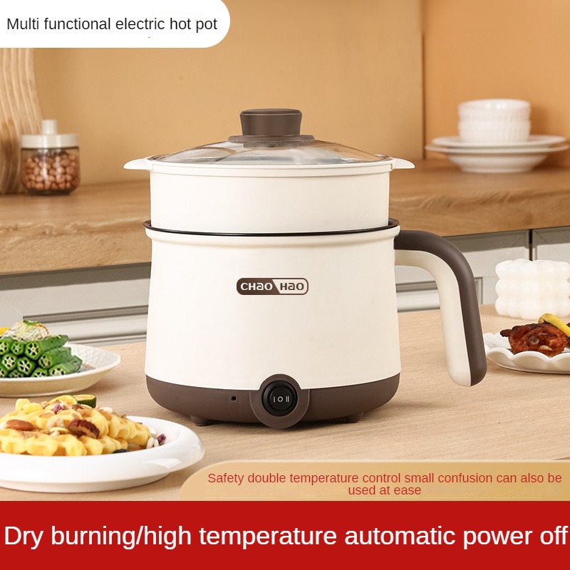 I Home appliances Nồi Lẩu Điện Mini Đa Năng Chống Dính 18cm, Tặng Kèm Giá Hấp, Có thể Chiên, Xào, Nấu ăn, nấu cơm, nấu lẩu mini phù hợp cho sinh viên, dân văn phòng