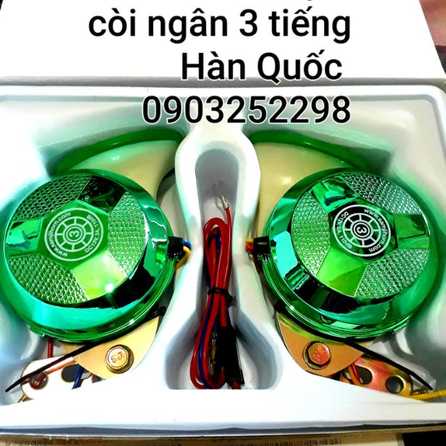 Còi ngân ô tô xe máy samji hàn quốc 12v-24v xịn 3 tiếng có clip tets còi