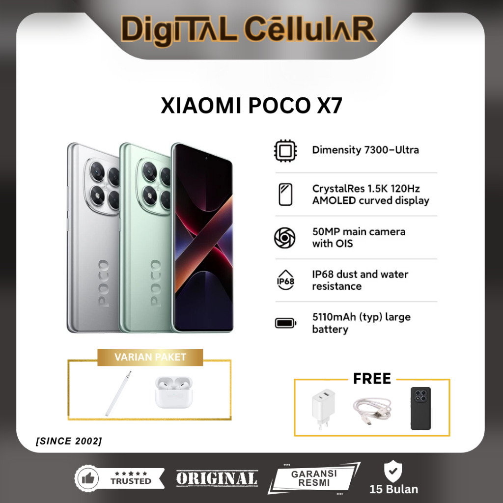 Xiaomi Poco X7 5g 8/256 Gb Official Harga  3,575,000 Ringgit*Penghantaran Percuma