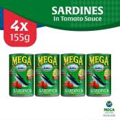 Mega Sardines In Tomato Sauce 155G By 4'S