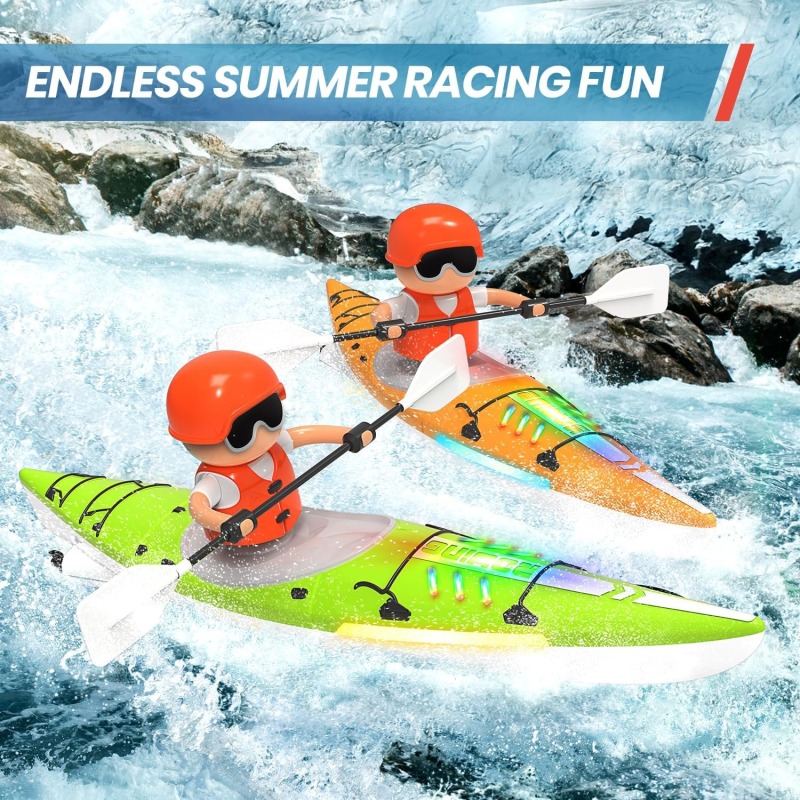 RC Kayak Boat 2.4 Ghz Remote Control Boat Toy With Colorful LED Lights For Lake Pool Gifts For Boys Girls ราคา 439 บาท*ส่งฟรี