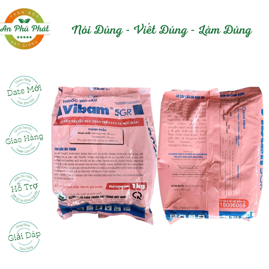 Vibam 5GR Dạng Hạt Rải Gốc Hoặc Rắc Lên Ngọn Trừ Sâu Đục Thân - Gói 1kg