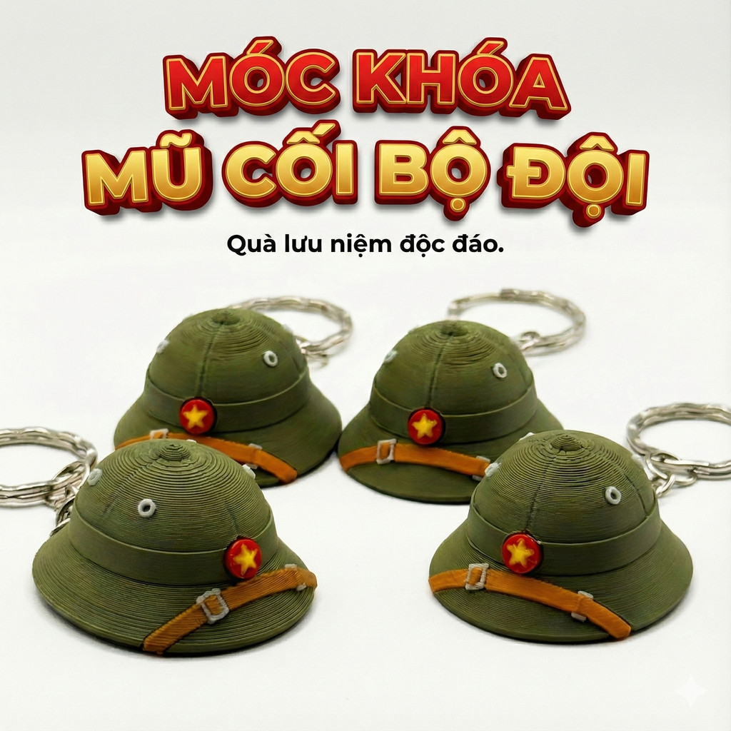 Móc khóa mũ cối bộ đội – Quà lưu niệm độc đáo biểu tượng Việt Nam